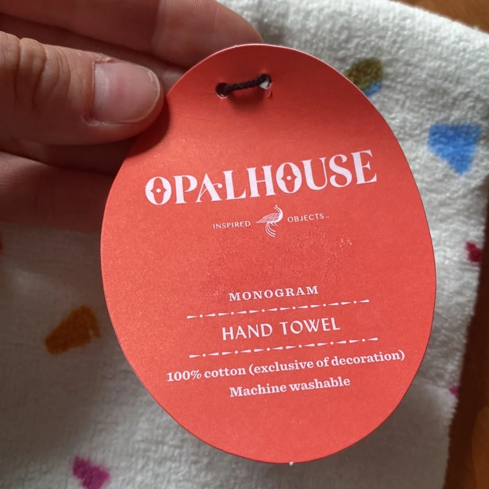 NWT Target Opalhouse Monogram Letter J Hand Towel